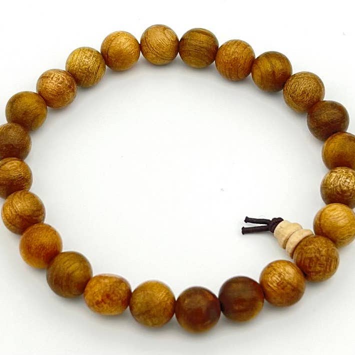 Namu Baru Inc. - Wholesale Beaded Bracelet - Large Size Gold Phoebe Wood Beaded Bracelet Wrist Mala 10mm4