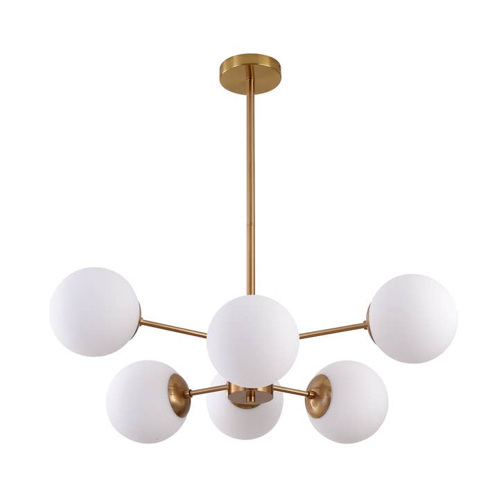 Lámpara colgante Gina White Gold de 6 luces para venta al por mayor de Luxury Living