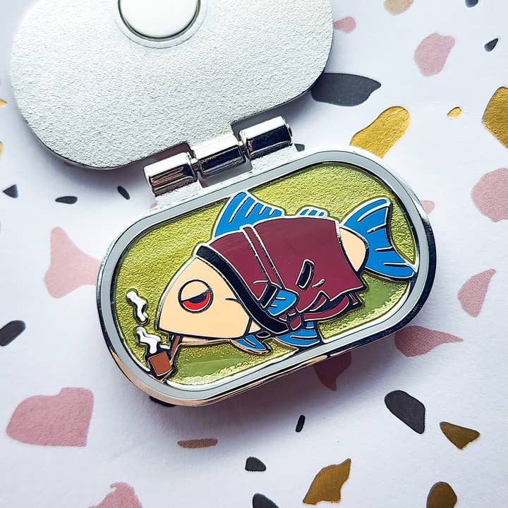 Toku Arts - Wholesale Lapel Pin/Button - Tinned Smoked Salmon Enamel Pin1