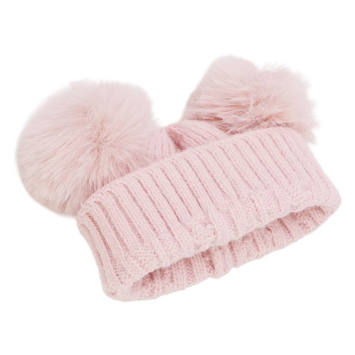 ASSORTED Toddlers Cable Knitted Double Pom Pom Beanie for wholesale on Faire4