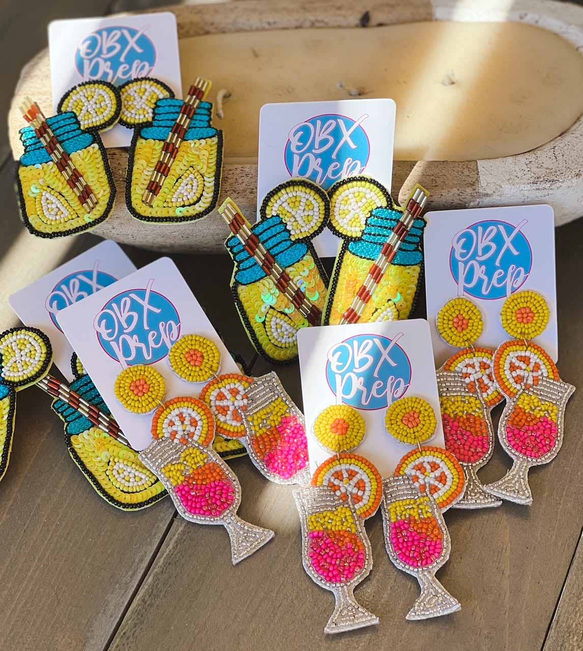 OBX Prep - Wholesale Dangle Earrings - Sunrise Mimosa Seed Beaded Dangle Earrings1