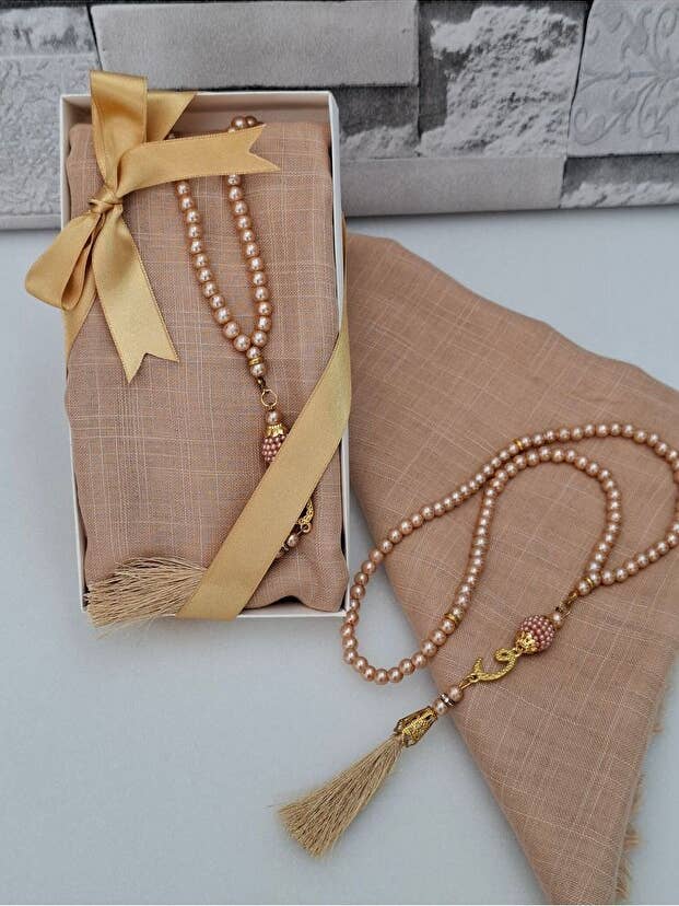 Elegant 90x90 Shawl & Pearl Prayer Beads Gift Set for wholesale by Aladdin