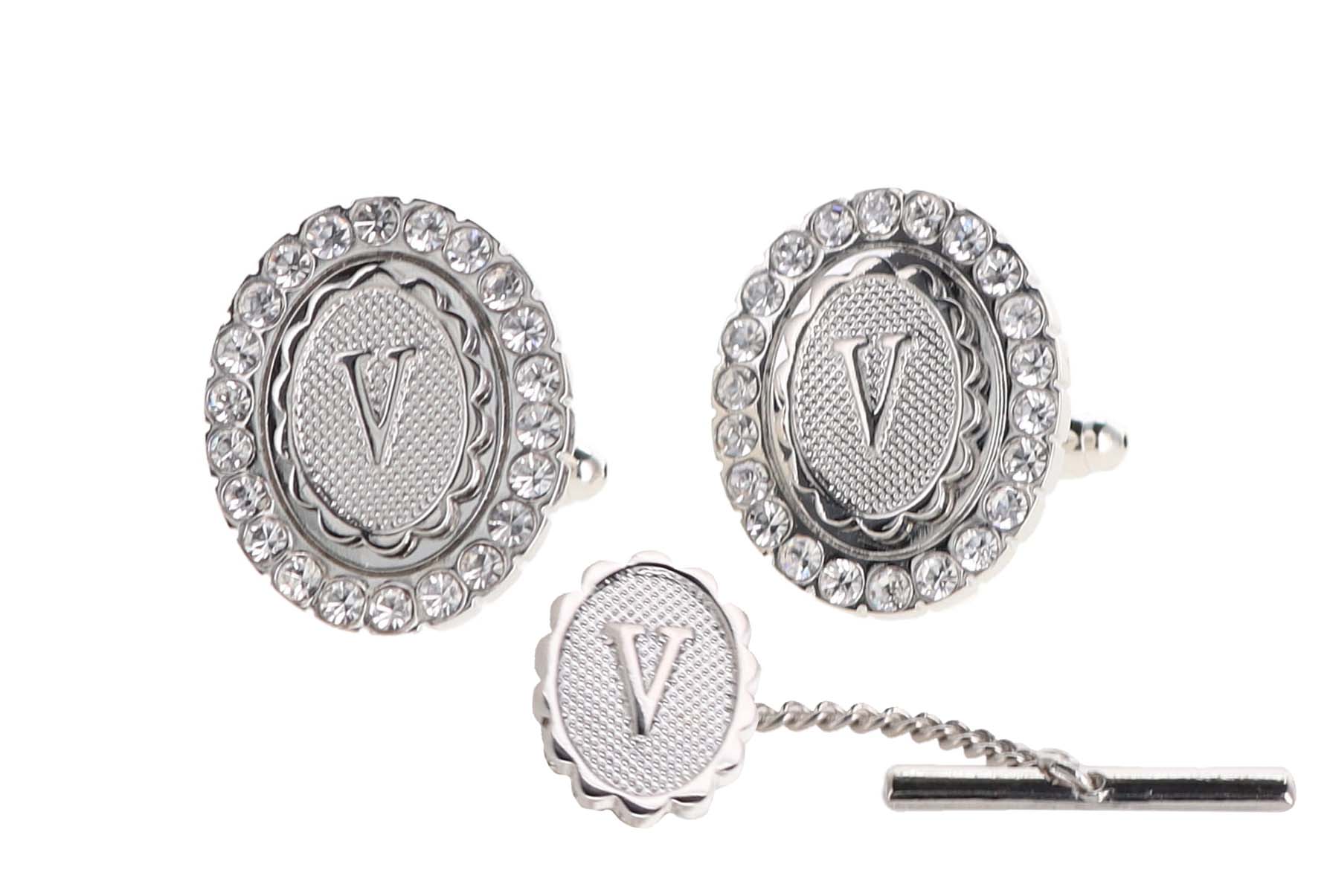 Dubal Brothers - Vendita all'ingrosso Gemelli - Gemelli e fermacravatte Vittorio Vico Bling iniziali: dalla A alla Z di Classy Cufflinks42