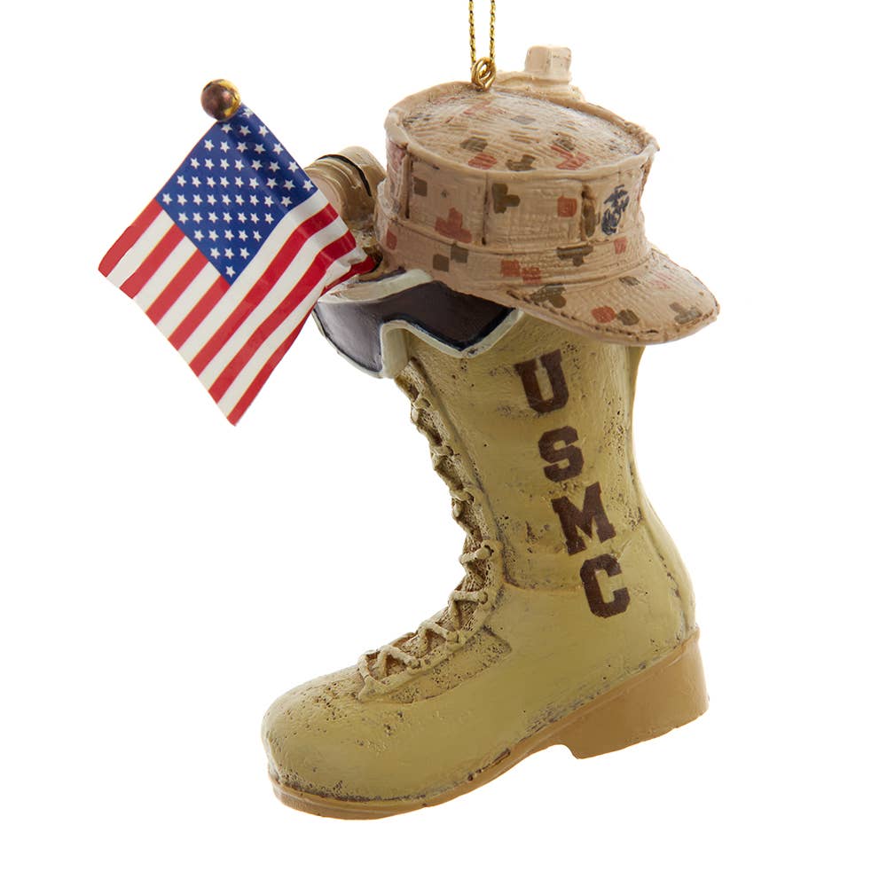Kurt S. Adler, Inc. - Wholesale Ornament - 4.75"USMC BOOT W/USA FLAG+ICONS0