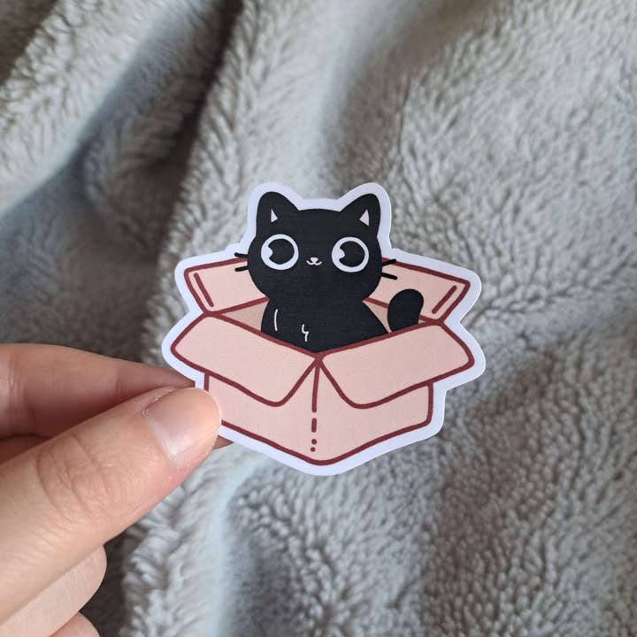 x The Fancy Firefly - Wholesale Sticker - Cute Black Cat in Box - Waterproof Die-cut Sticker1