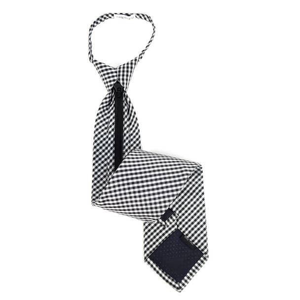 Selini New York - Wholesale Necktie - Men's - Men's Black Checkered Zipper Tie1