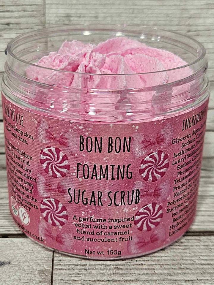 Bon Bon Foaming Body Sugar Scrub for wholesale by The Soap Sisters