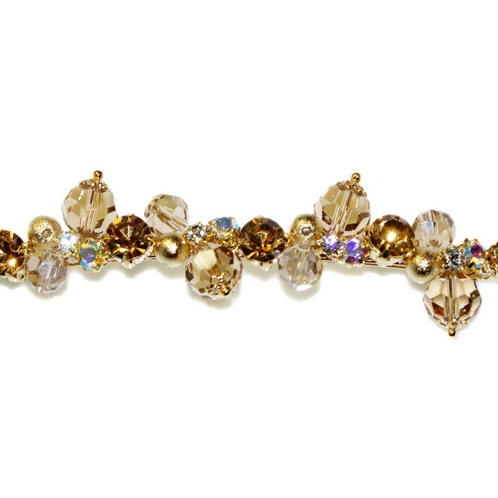 Victoria Stone Barrette - Gold/Topaz - HHC283 GOLD/TOPAZ for wholesale by Hepburn & Co.