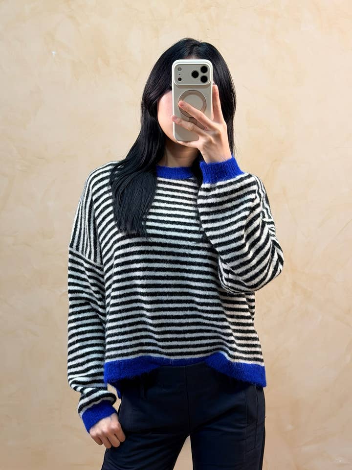 M39613 STRIPED WOOL SWEATER for wholesale by Joyna