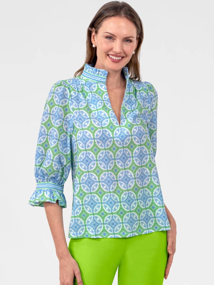 Tunica Ruffleneck - Annusa le Rose per la vendita all'ingrosso da parte di Gretchen Scott LLC