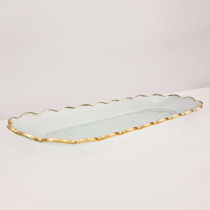 The Royal Standard - Wholesale Platter - Chapelle Oval Serving Platter Clear/Gold 17.8x1.2x7