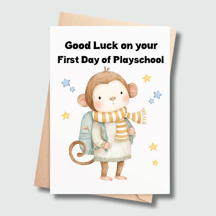 Tarjeta del Primer Día de Guardería – Diseño de Mono para venta al por mayor de SP Gifts