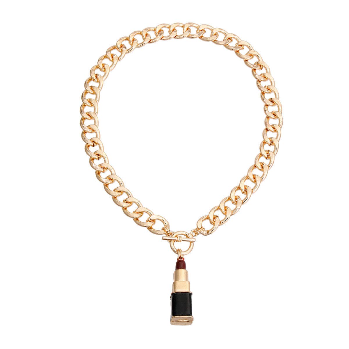 Red Burgundy Lipstick Charm Necklace|18 inches for wholesale on Faire1