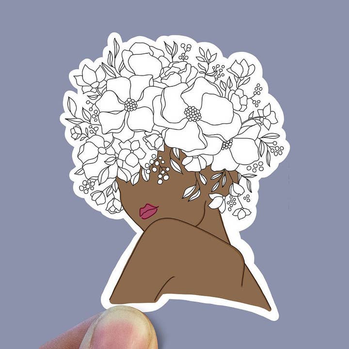 Girl In The Flower Crown Vinyl Sticker for wholesale by Sweet Humors