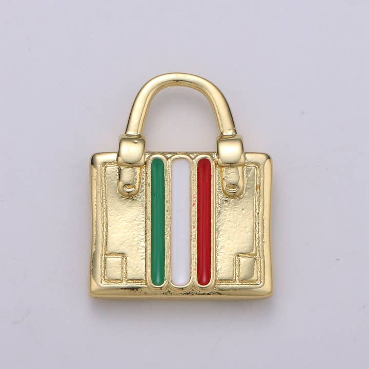 Aim Eternal - Wholesale Individual Charm/Pendant - 14K Gold Filled France, Italy Flag Suitcase Luggage Travel Charm | D-8291
