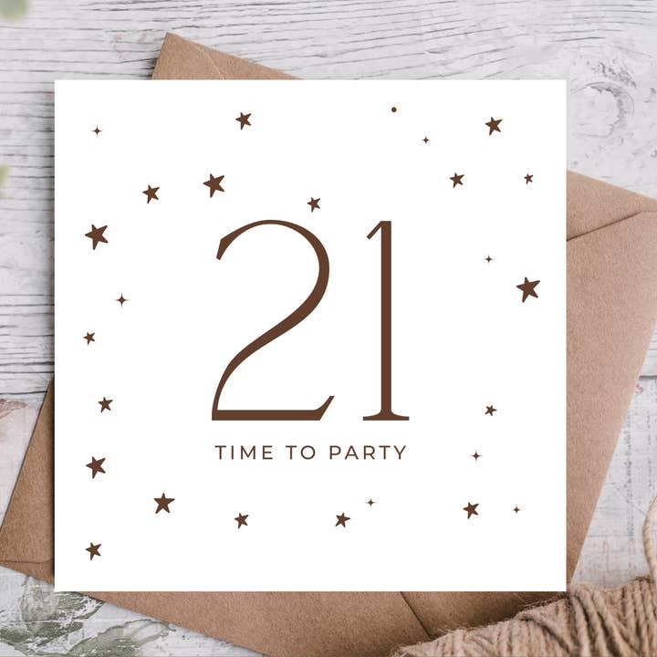 Time To Party Star Pattern 21st Birthday Card for wholesale by Highgrove Cards