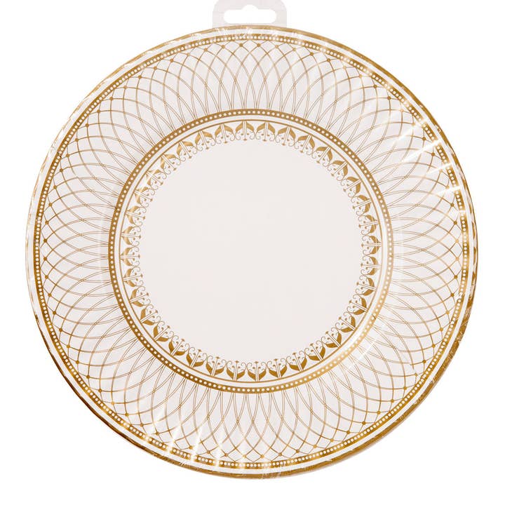 Talking Tables USA - Wholesale Disposable Plate - Gold Plates Large - 12 Pack| Christmas Plates |2