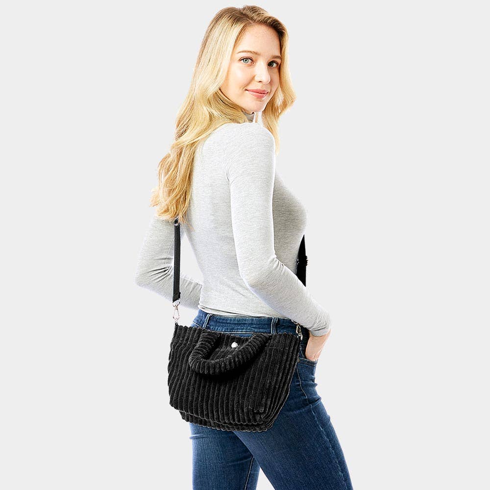 Sensibling Corp. - Wholesale Tote Bag - Women's - Wide Wale Corduroy Tote / Crossbody Bag
2