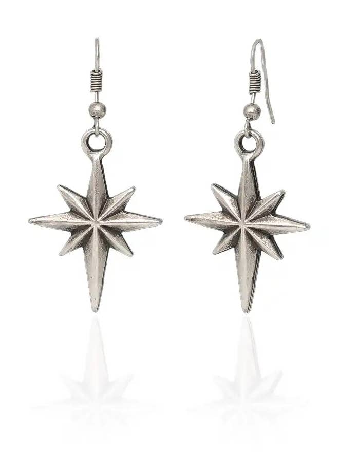 925K Sterling Silver Plated Pole Star Women Earrings for wholesale by Hadley Jewelry