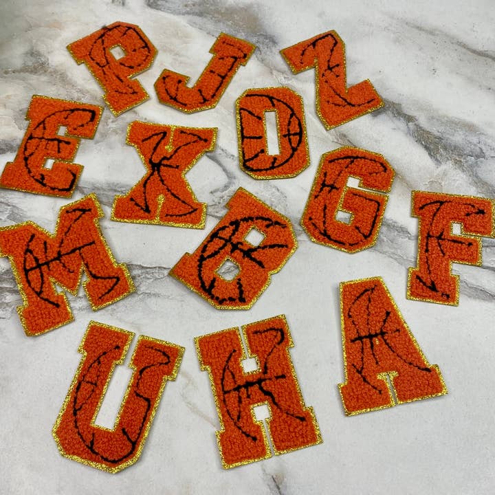 Chenille Patches - Basketball Letters for wholesale by Hive Supply