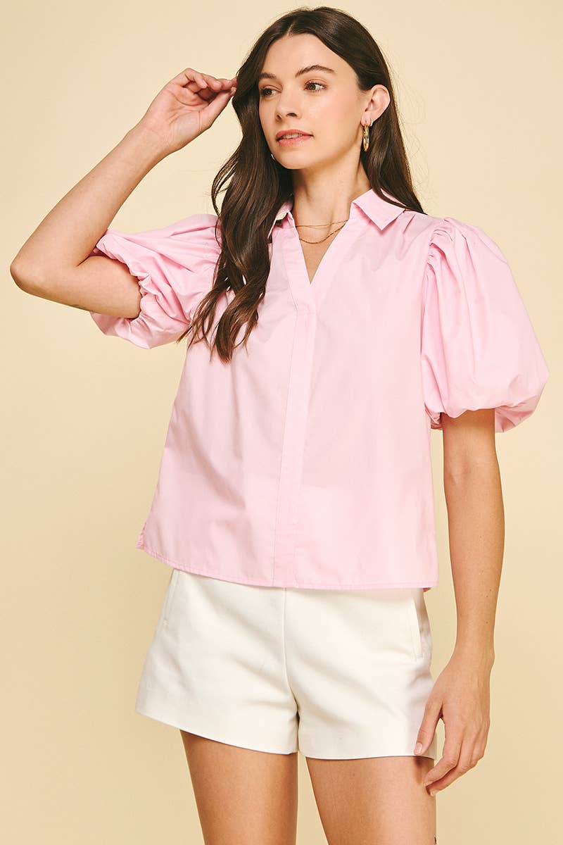 PINCH - Wholesale Blouse - Women's - BUBBLE SLEEVE BLOUSE TOP - 5707TB44