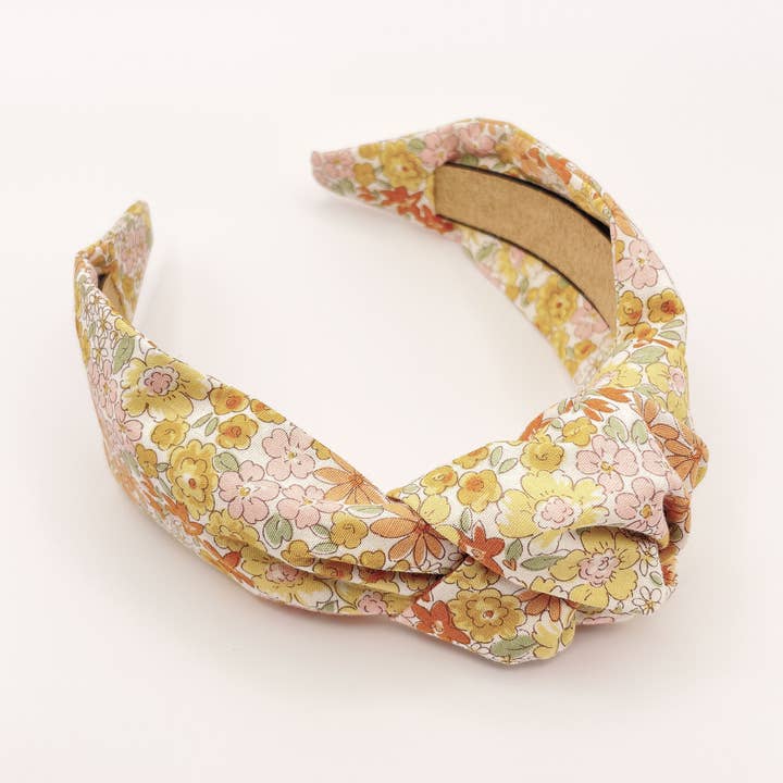 Handgjorda knutna pannband med gula blommor för kvinnor för wholesale av ELSE