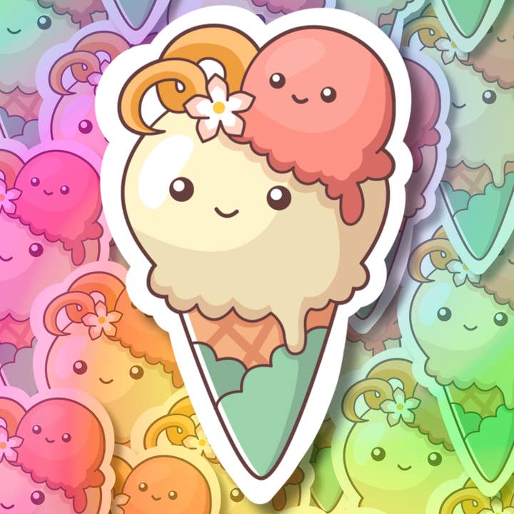Ice Cream Cone Cuties Vinyl Sticker for wholesale by Hikaru Tara Art Arst & Craft Gift Shop