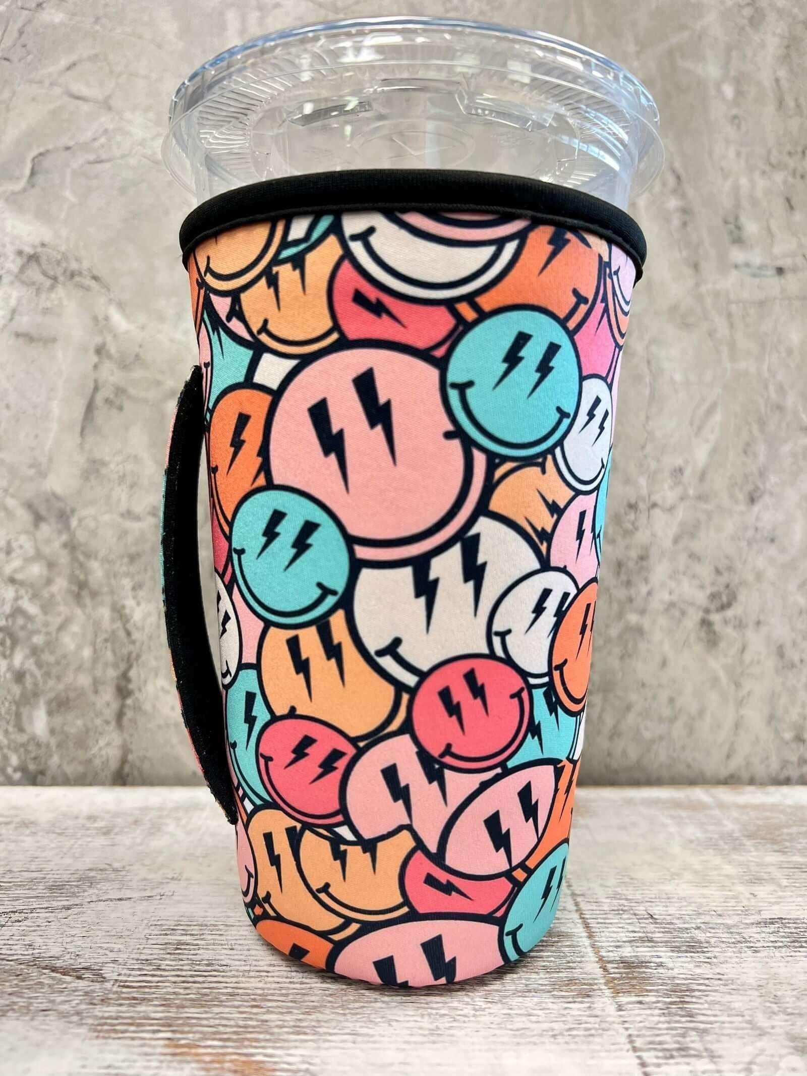 Sip Sleeves ~ Insulated Cup Sleeves and Drink Accessories - Wholesale Drink Huggers & Koozies - 30 OZ Retro Happy Insulated Cup Cover Sip Sleeve Fits 20-32 OZ Cups Fits 30-40+ OZ Cups1