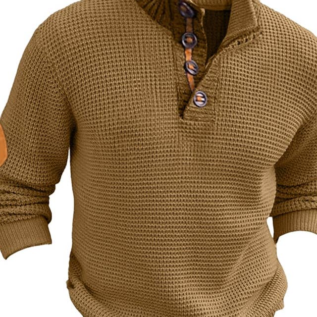 Men's Knit Pullover Sweater Stand Collar Ribbed for wholesale by Ecovear