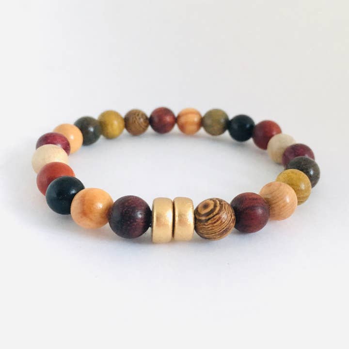 Natural Wood Bead Stretch Bracelet for wholesale by HL Stacks