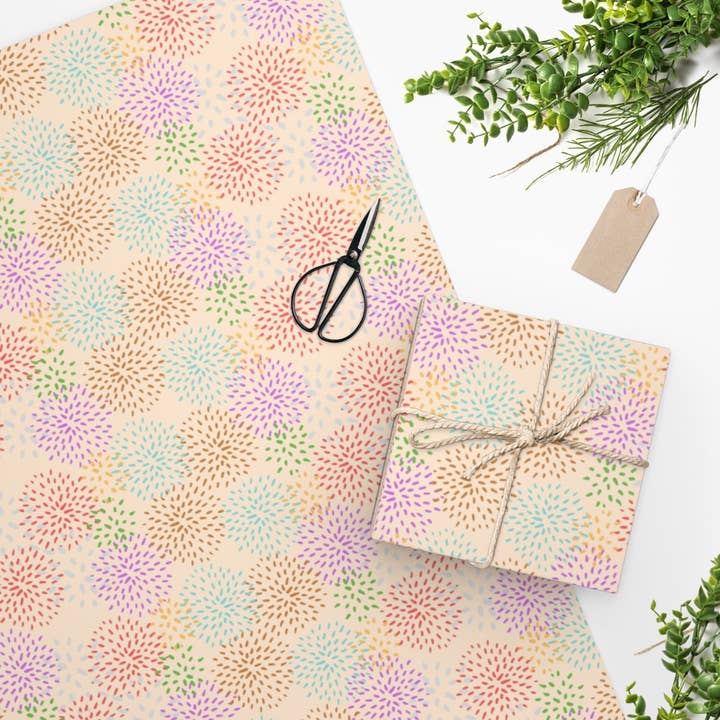 The Copper Fruit - Wholesale Flat Wrap - Luxury Gift Wrap - Fireworks - Wrapping Paper