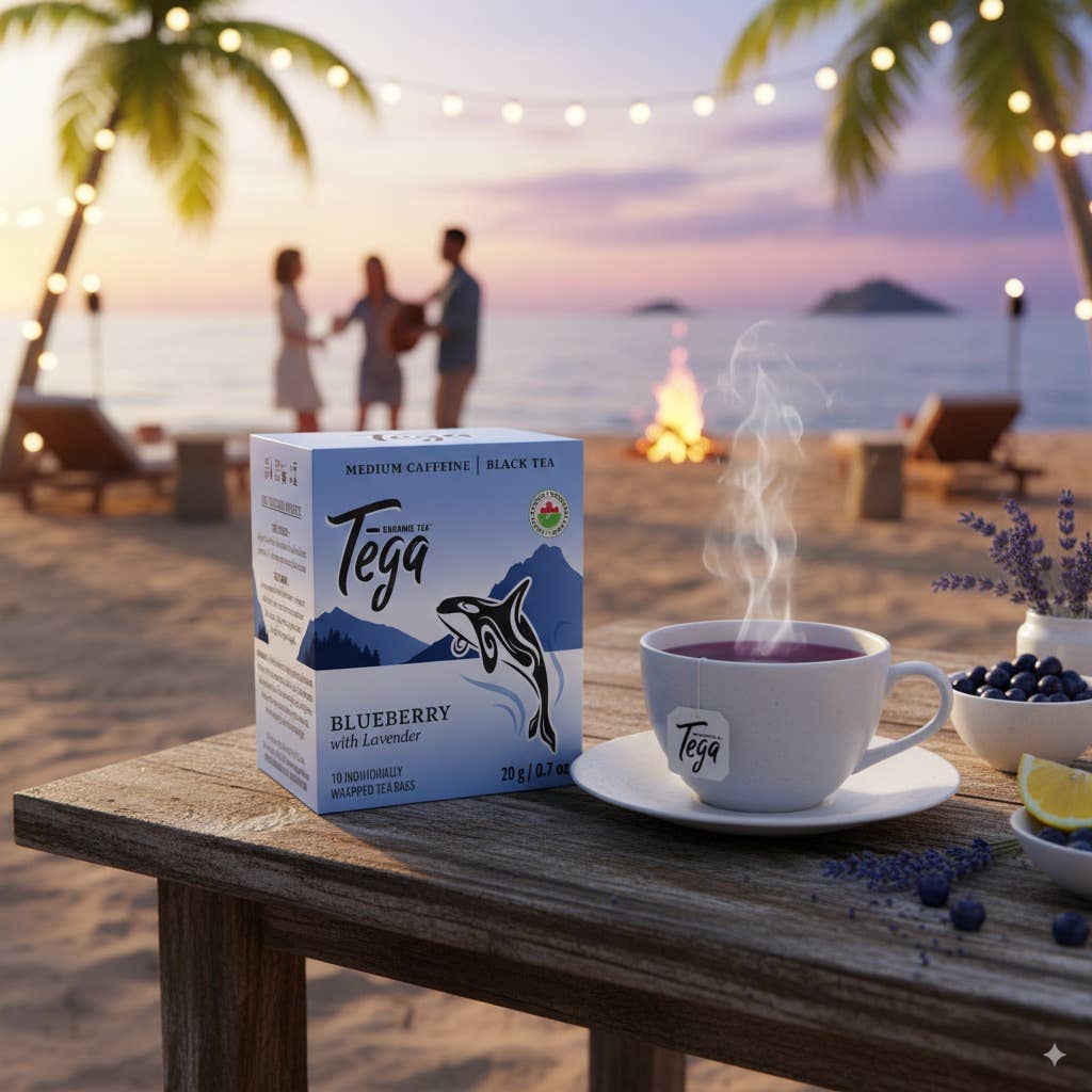 Tega Organic Tea - Wholesale Food Gift Basket - Blueberry Lavender Organic Black Tea | Canada | 10 Tea Bags1