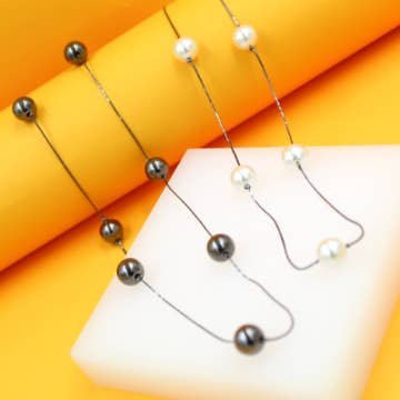 MIA Jewelry - Wholesale Beaded/Pearl Necklace - 18K Rhodium Filled Pearl Beaded Necklace (H87)(H88)2