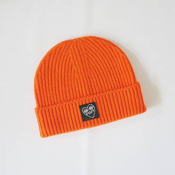 Cousins Collective - Wholesale Beanie - Unisex - Crying Heart Ribbed Beanie Hat