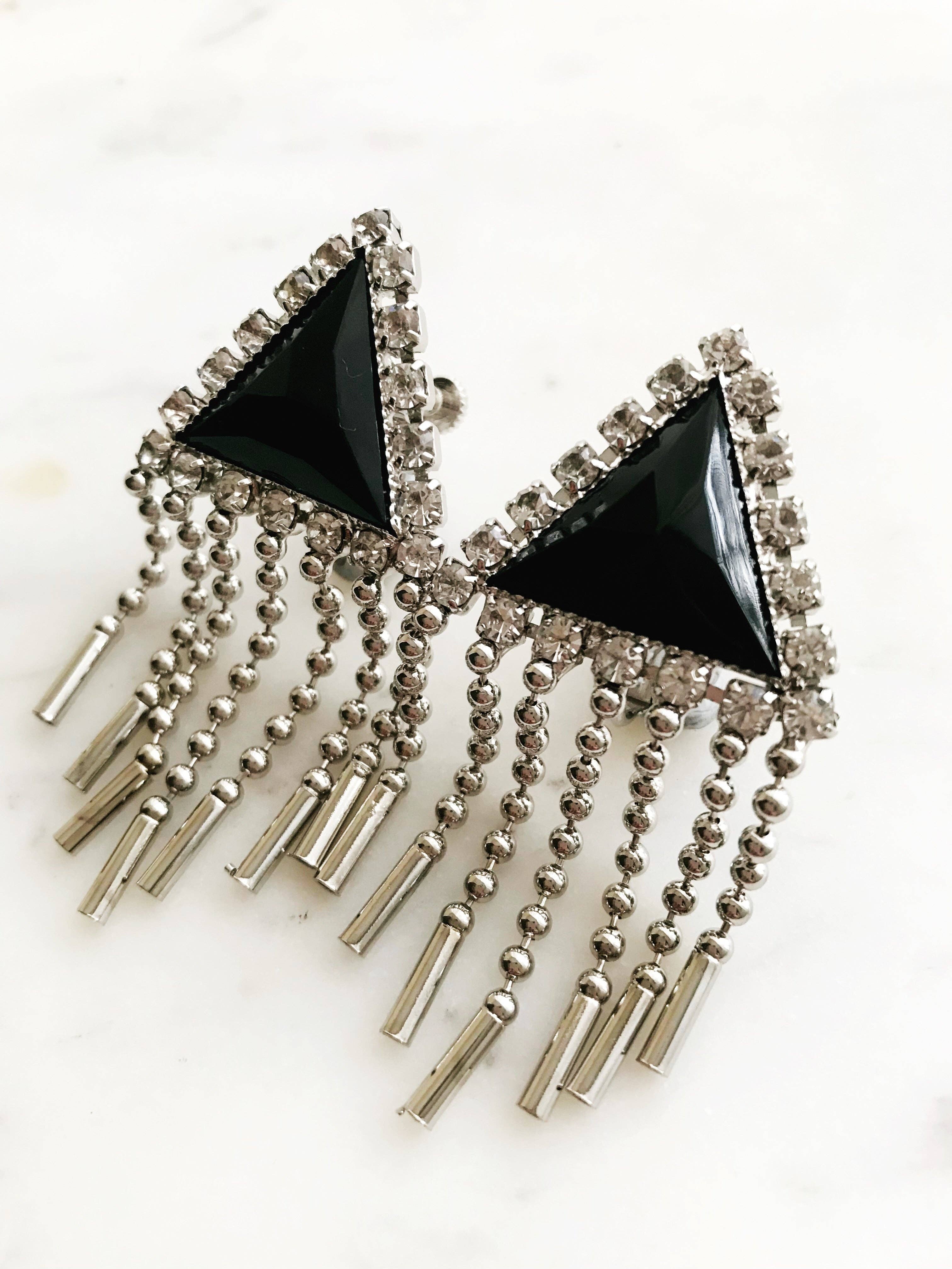 Carmen Miller Jewellery – wholesale Clip-on earrings – Betty Black & Silver Crystal Earrings3
