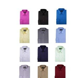 Double Two Long Sleeve Non Iron Cotton Rich Shirts (4500) in Collar Size 14.5 to 23" for wholesale by Brooklyn Big & Tall