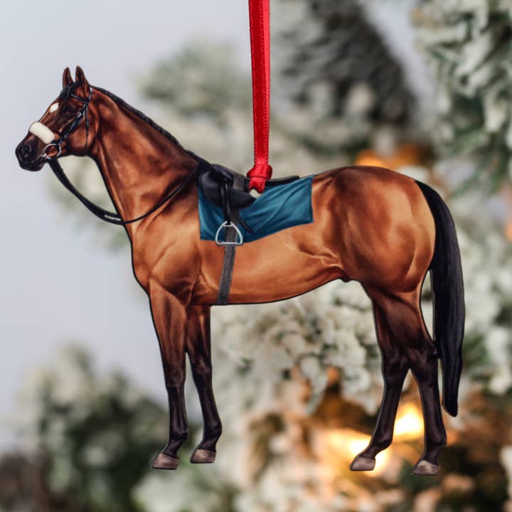 Thoroughbred Race Horse Ornament - Bay Horse Racing Decor for wholesale by Classy Equine