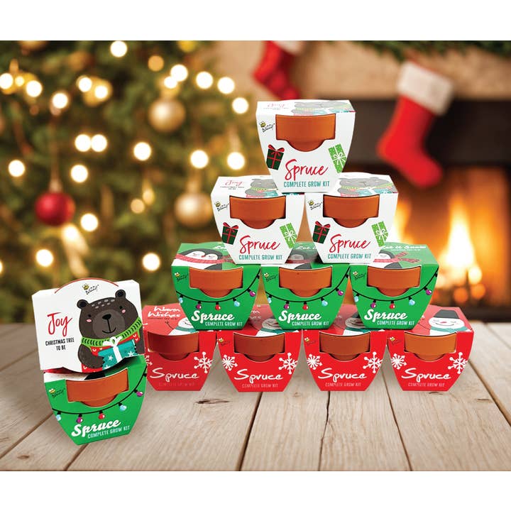 Buzzy Seeds Grow Gifts - Wholesale Plant Pot - Holiday Mini Terracotta Festive Animals Grow Pots (12 pack)5