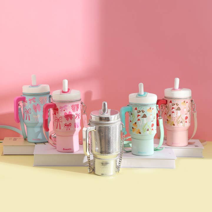 Bewaltz - Wholesale Crossbody Bag - Women's - Take A Sip Water Cup-Elegant Bows Tiffany Blue Crossbody3