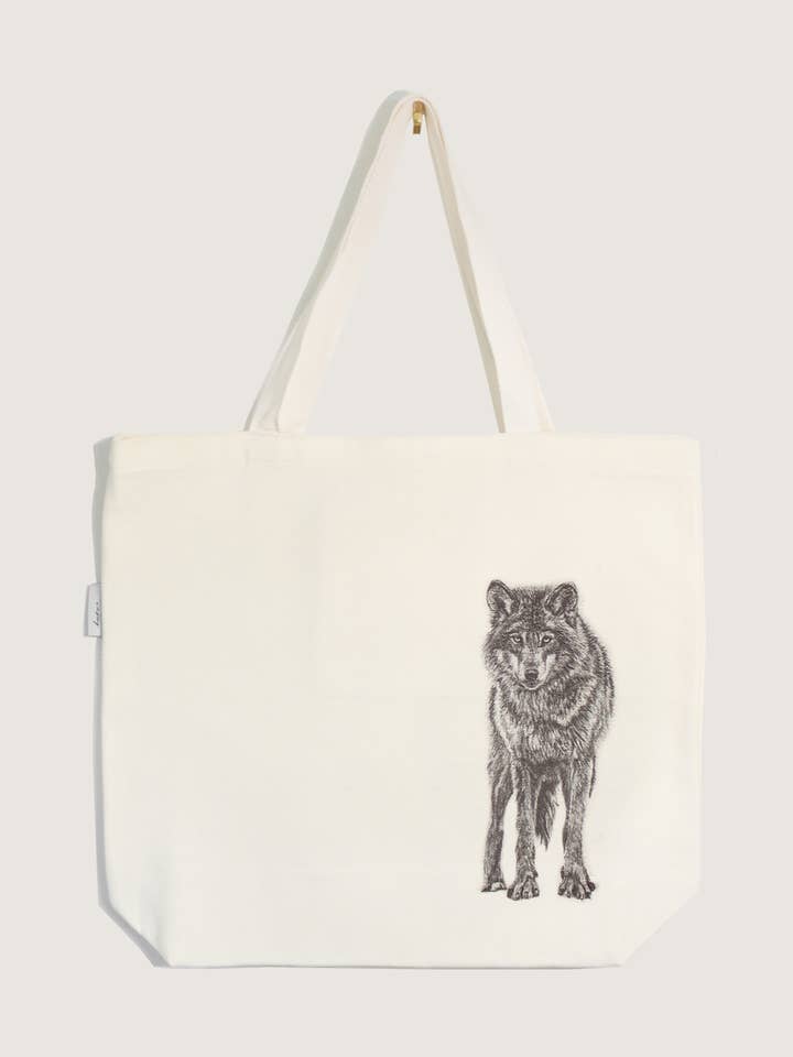 Wolf Tote Bag - With Pocket for wholesale by Pen On Paper Co