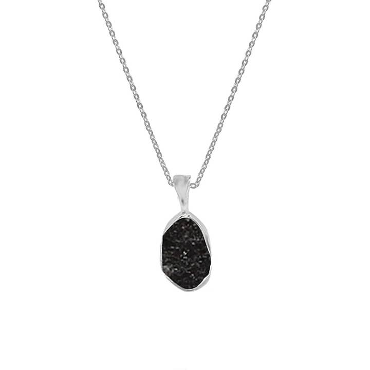 Nature Crafts - Wholesale Pendant/Charm Necklace - Natural Shungite Pendant Necklace for Women in 925 Silver2