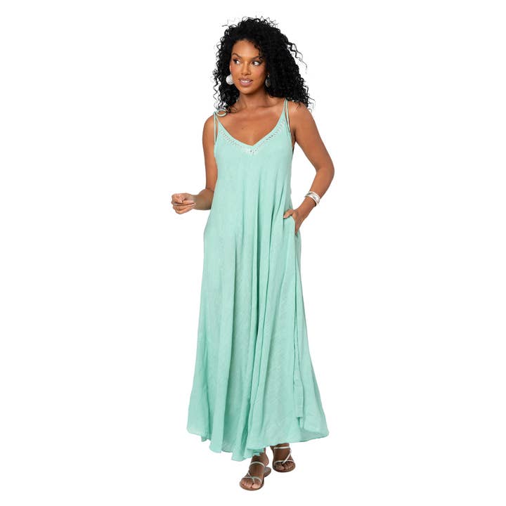 La Mano Boho - Wholesale Dress - Women's - LONG SLEEVELESS SUMMER DRESS MBM3008A