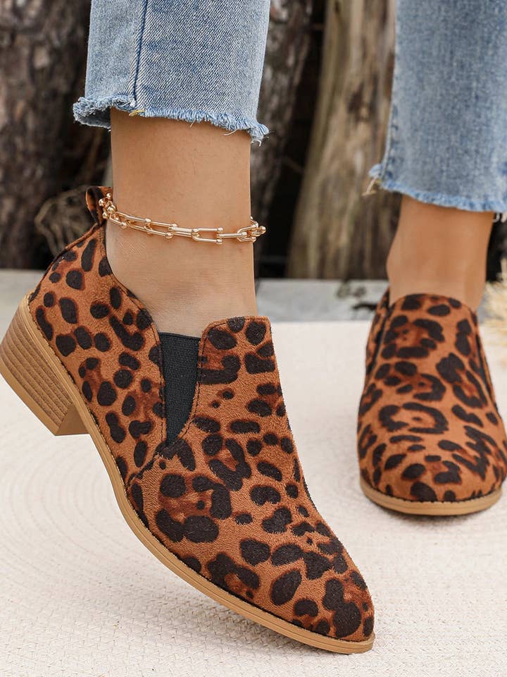 Kastanje Kastanjebrun Leopard Blokhæl Rund Tå Ankelstøvler for engroshandel på Faire2