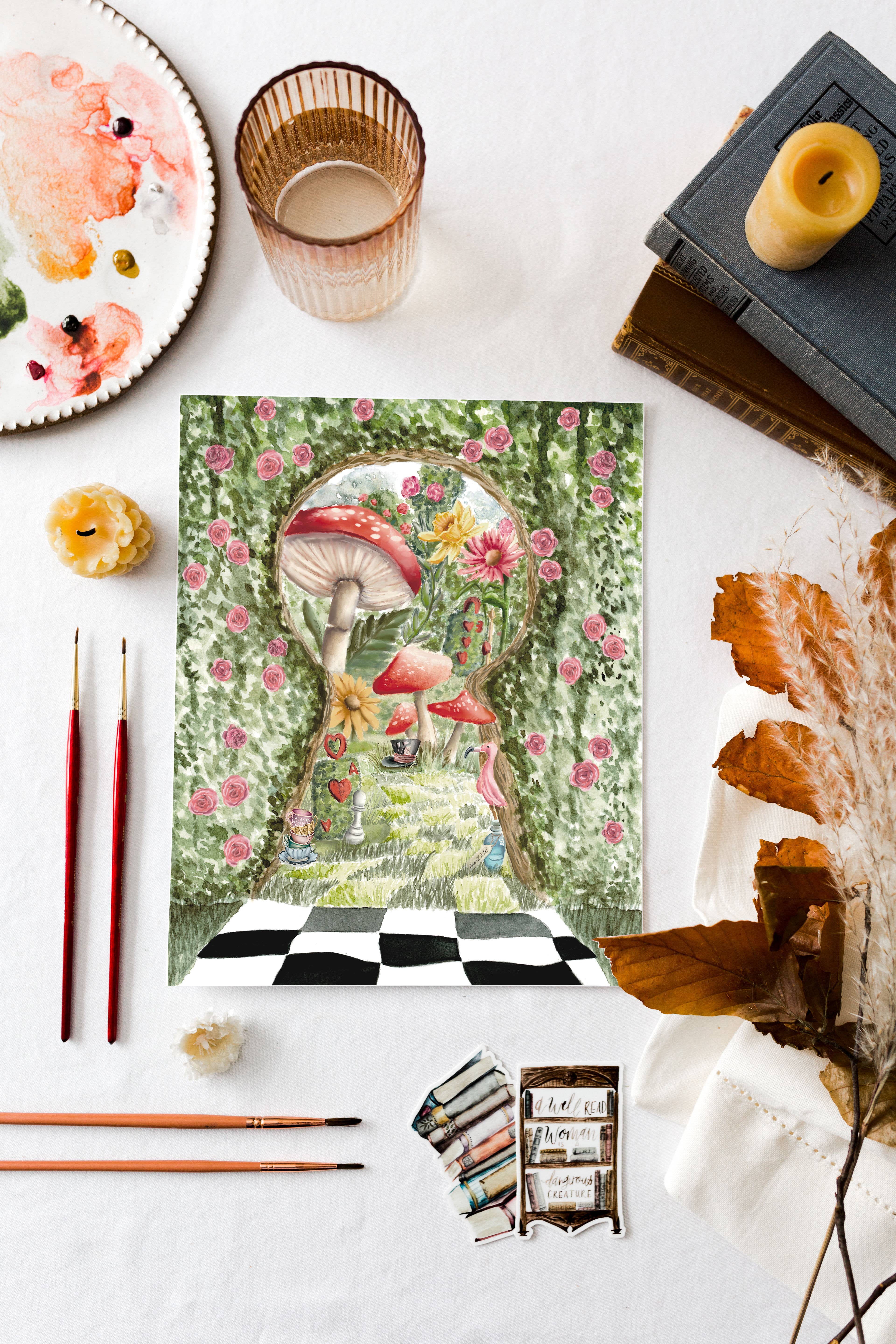 Fox and Wild - Wholesale Art Print - Alice in Wonderland Rosebush Print5