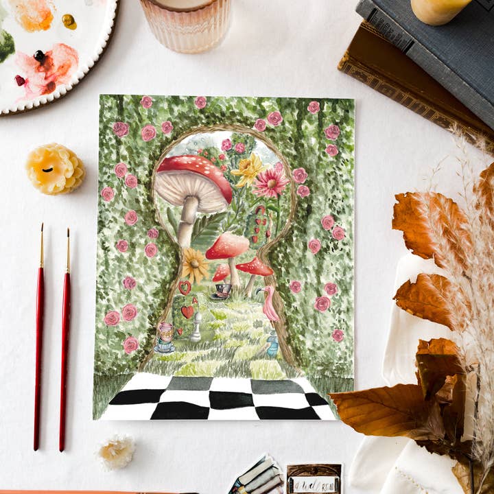 Fox and Wild - Wholesale Art Print - Alice in Wonderland Rosebush Print5