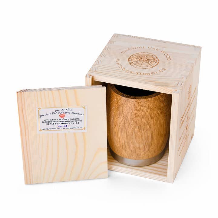 NOBLESIP – wholesale Cocktail-/likörglas – Ekwhiskytumbler i trälåda. Fars dag-present.
