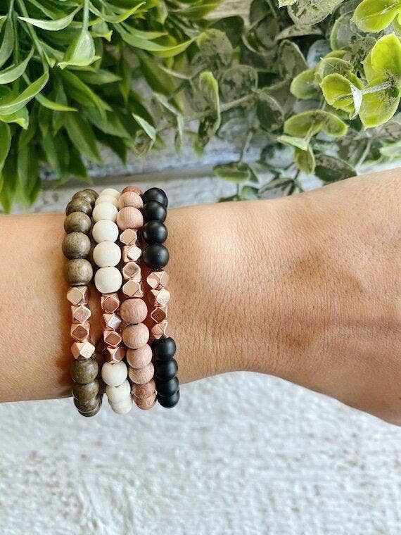 REMOVED BRAND – wholesale Pärlarmband – Minimalistisk Trä+Rose Gold pärlarmband - 6 MM2