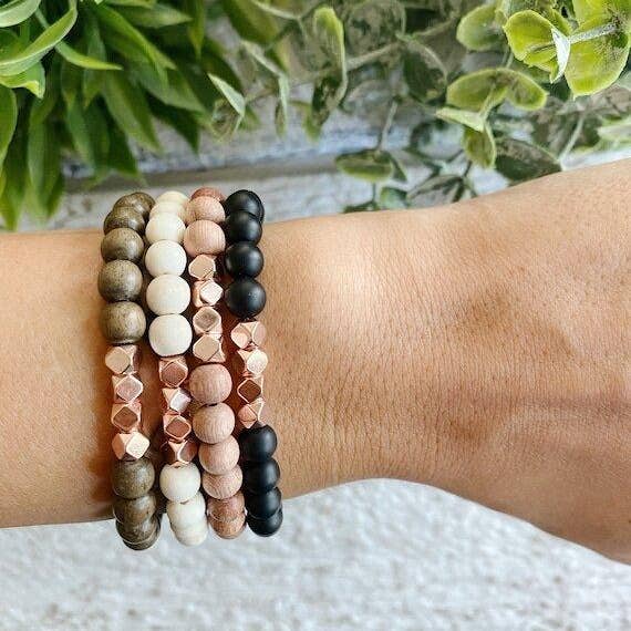 REMOVED BRAND – wholesale Pärlarmband – Minimalistisk Trä+Rose Gold pärlarmband - 6 MM2
