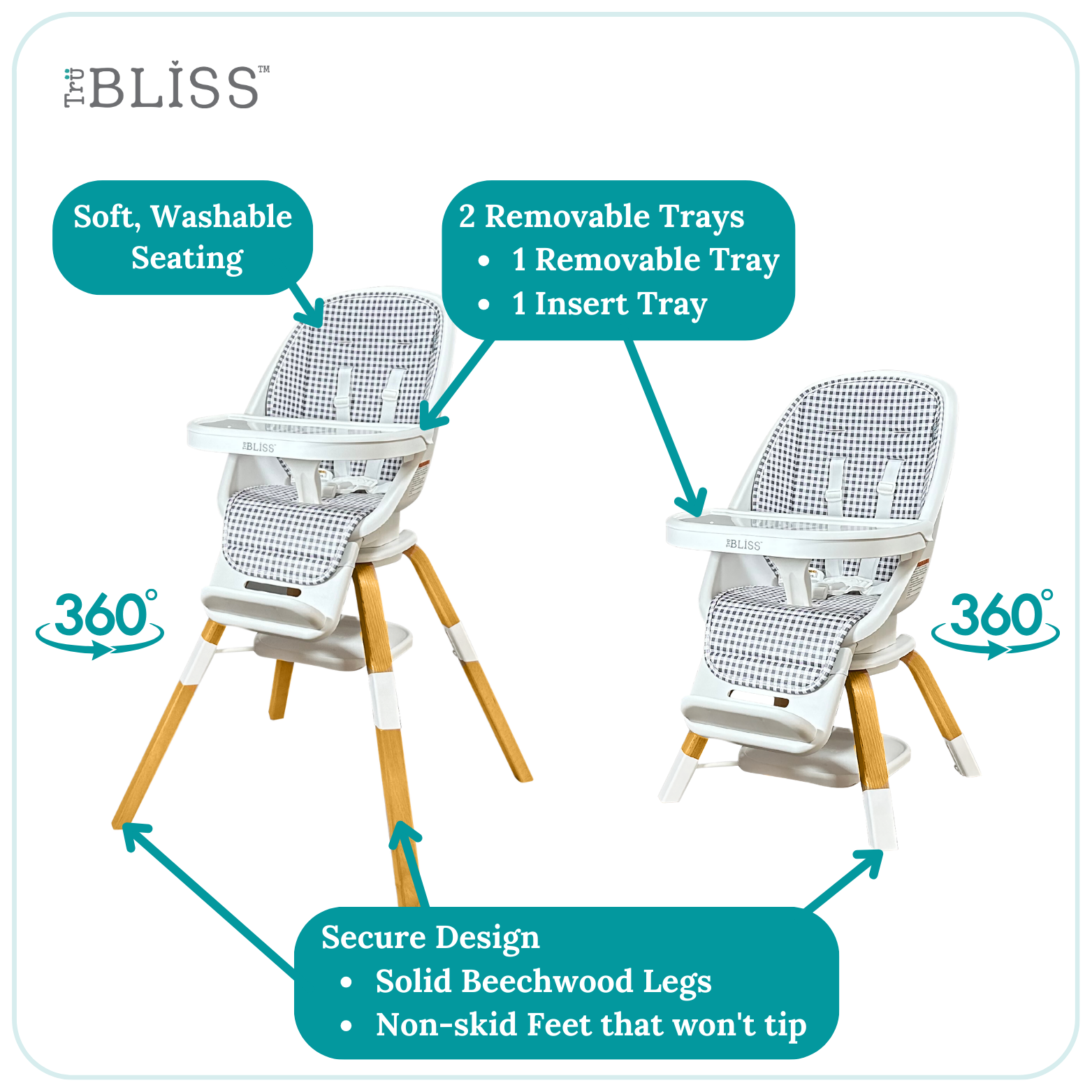 TruBliss Baby - Wholesale Highchair - Baby - 2-in-1 Turn-A-Tot High Chair with 360 degree Swivel15