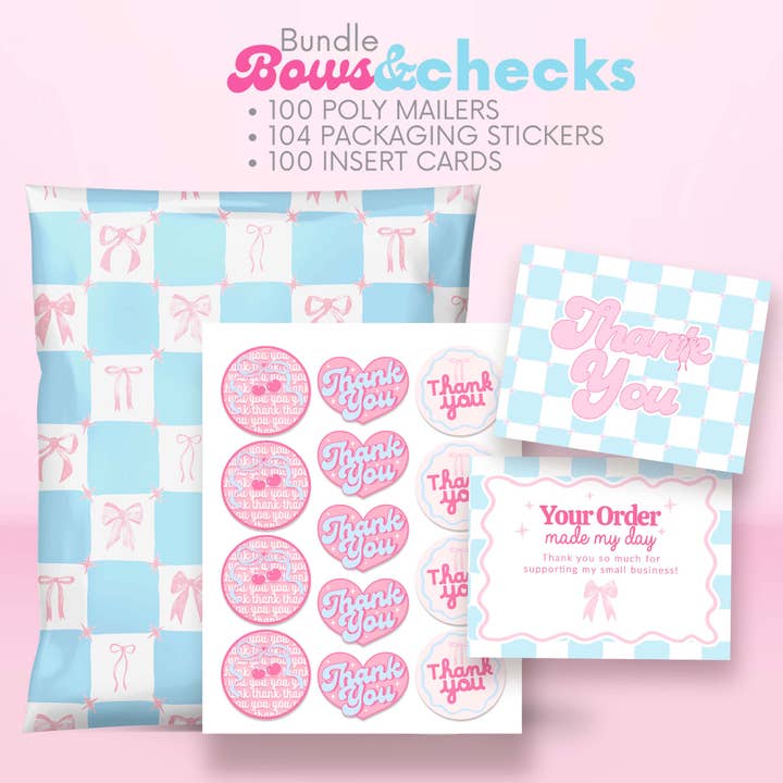Bows & Checks Poly Mailer Bundle for wholesale by Picksie Mailers